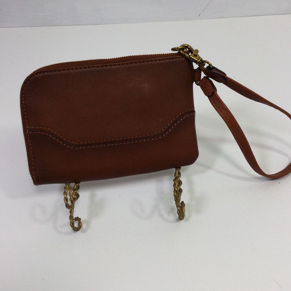 Frye Womens Melissa or Paige Leather Wristlet Wallet Pouch in Brown One Size - Picture 4 of 11